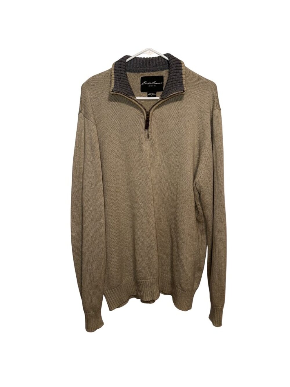 Eddie Bauer Tan Quarter-Zip Sweater XL